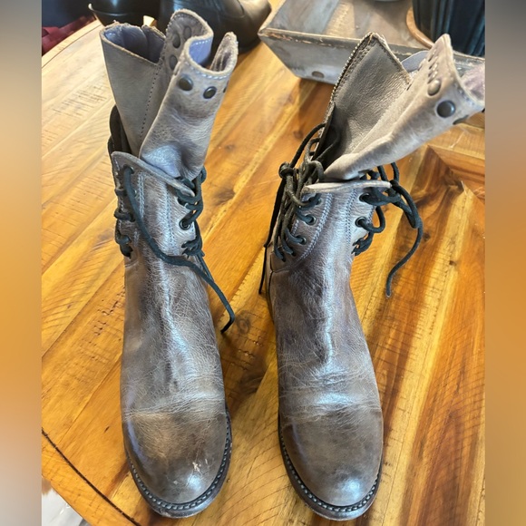 Bed Stu Gray Leather Lace-Up Boots - Picture 3 of 4